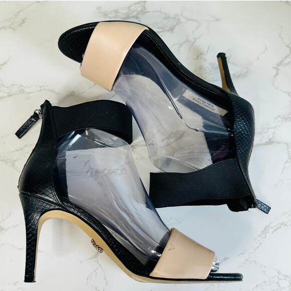 Simply Vera Vera Wang Sandals Black Tan Womens Sz 7 Ankle Strap Heels Dress Shoe - Picture 8 of 12